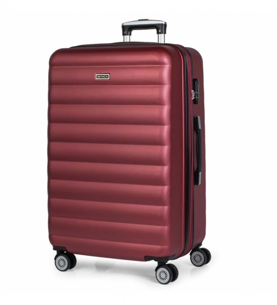 Mala de viagem grande com 4 rodas ITACA 71270 cor bordô - 68 x 47 x 30 cm -