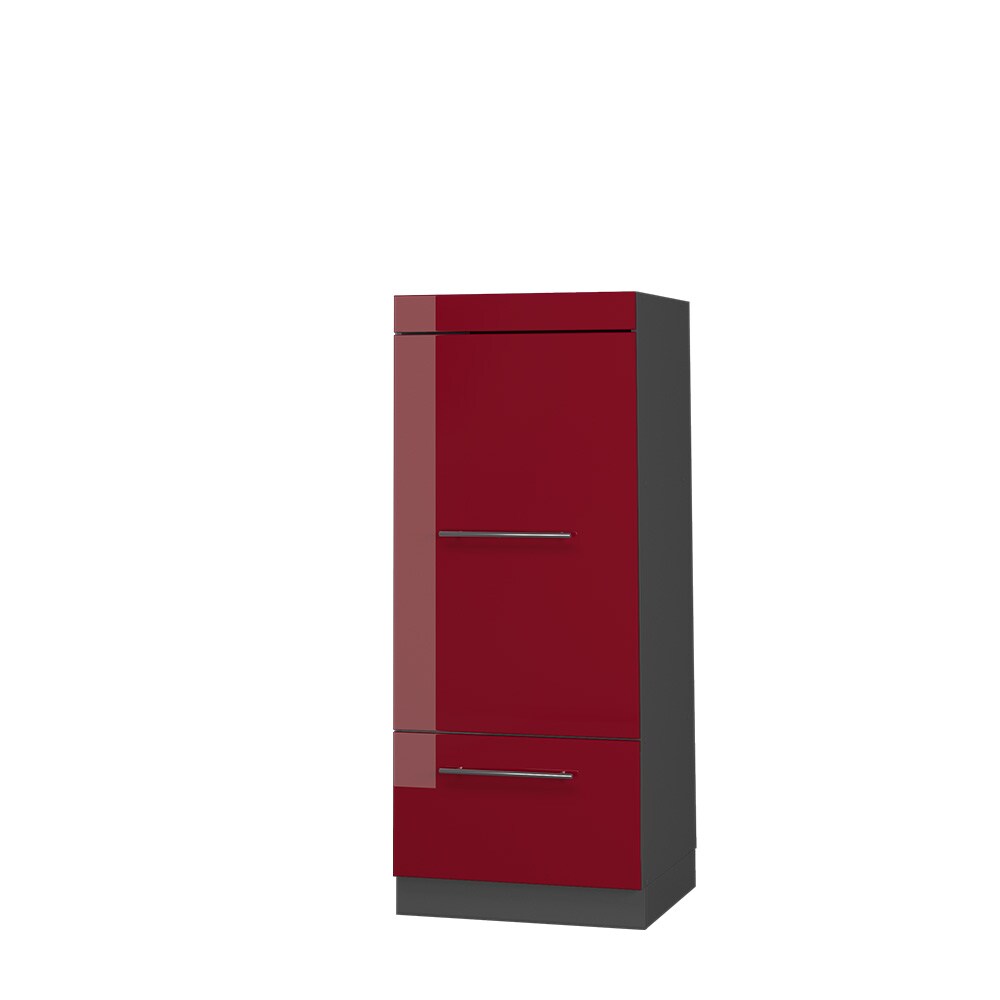 Vicco Mikrowellenumbauschrank Küchenschrank Küchenmöbel Fame-Line Anthrazit Bordeaux Rot 60 cm modern Hochglanz Küche Einbauküche Blende Hochschrank Schublade Mikrowelle Backofen Küchenzeile