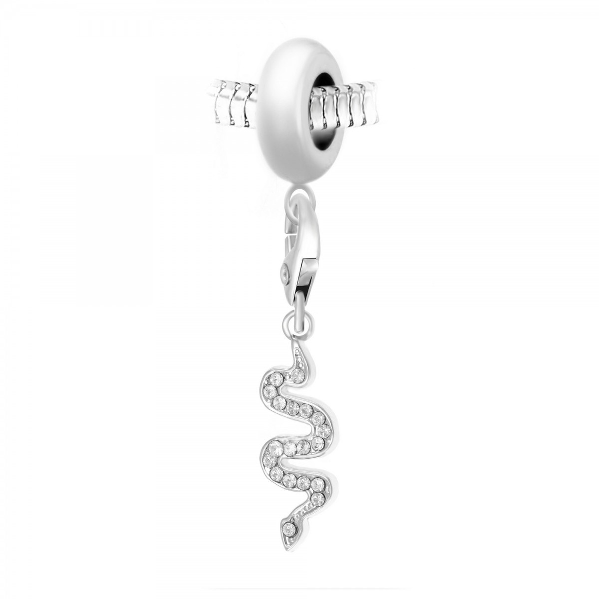 Charm perle SC Crystal en acier avec pendentif serpent orné de Cristaux scintillants