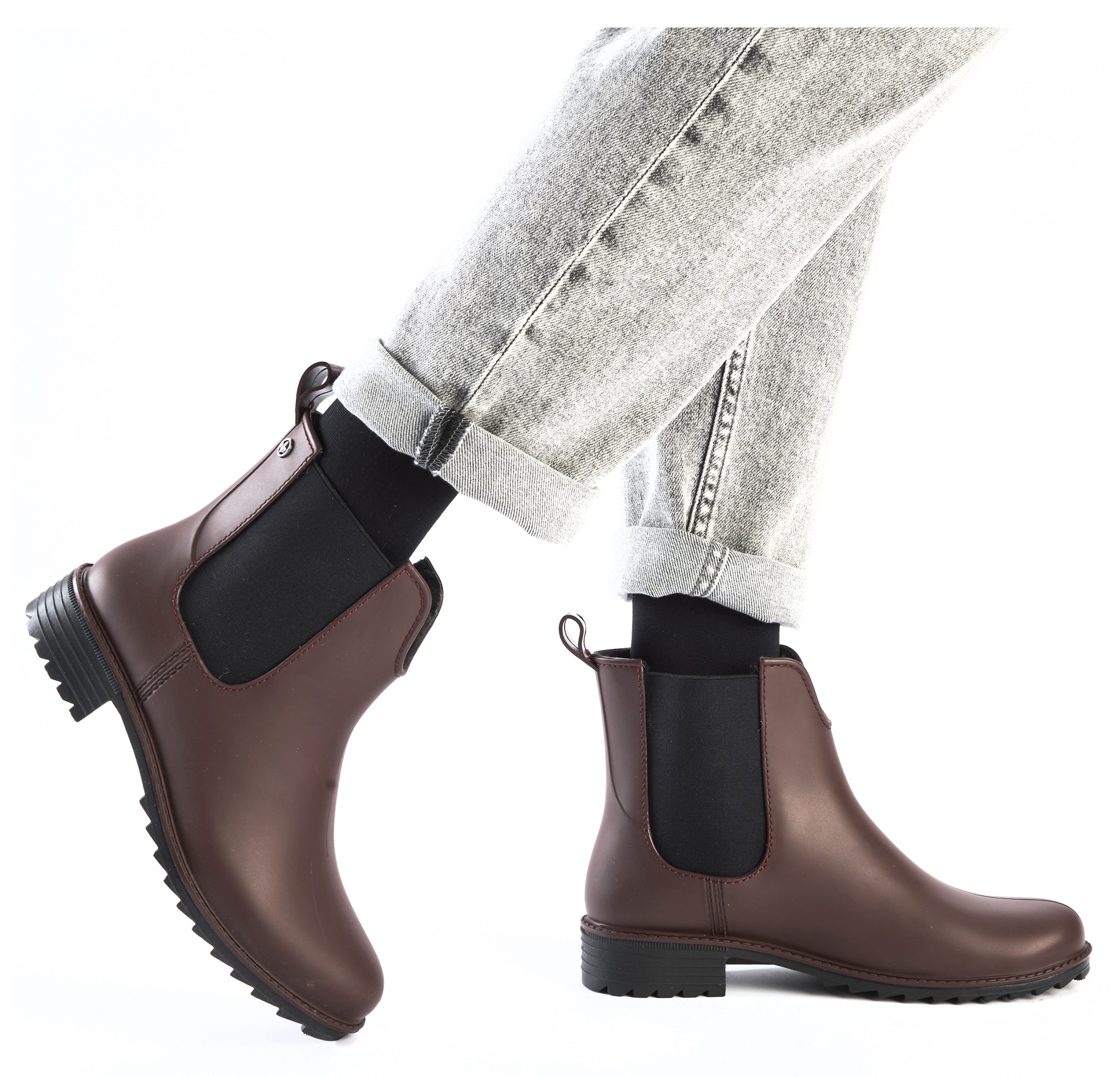 Rieker Chelseaboots  , Gummistiefelette, Schlupfboots, Blockabsatz, zum Reinschlüpfen