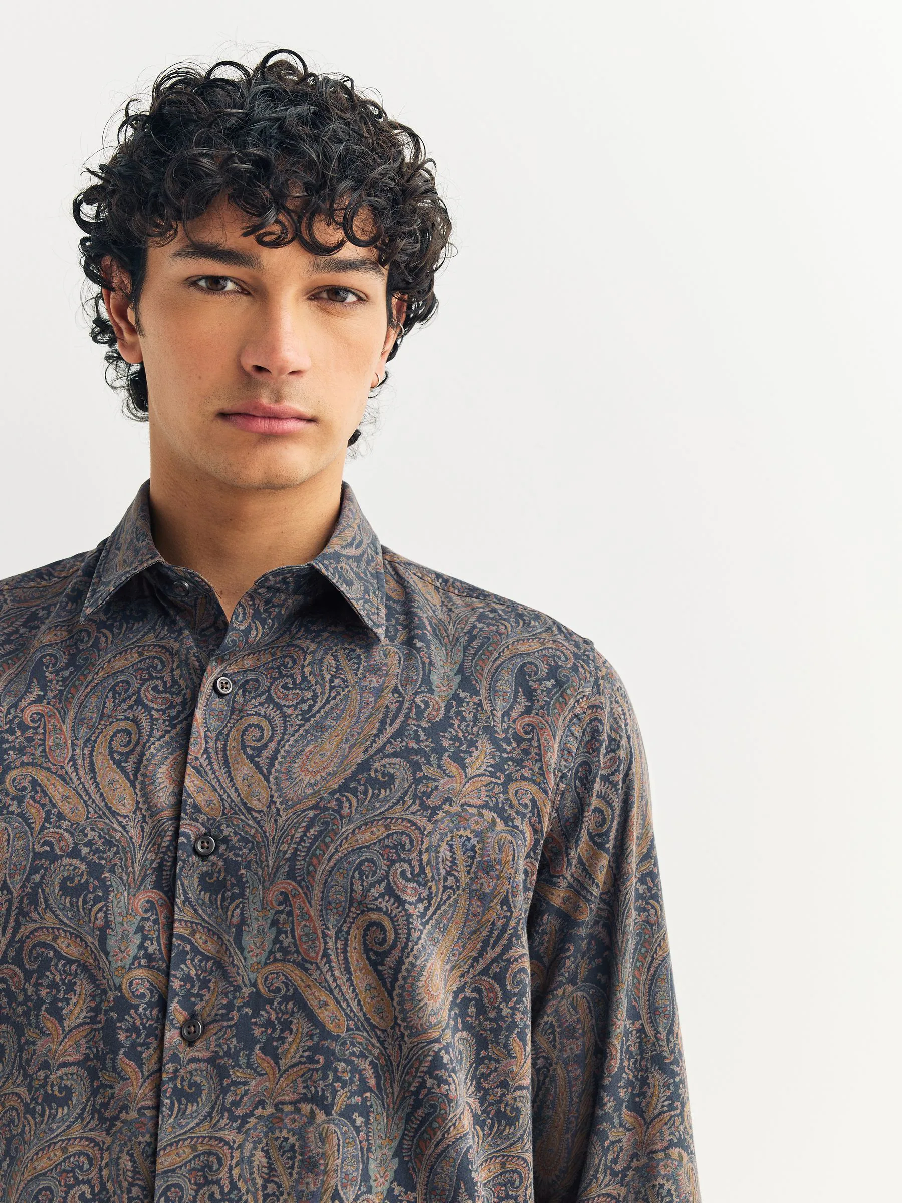 Paars met paisley - Overhemd met lange mouwen