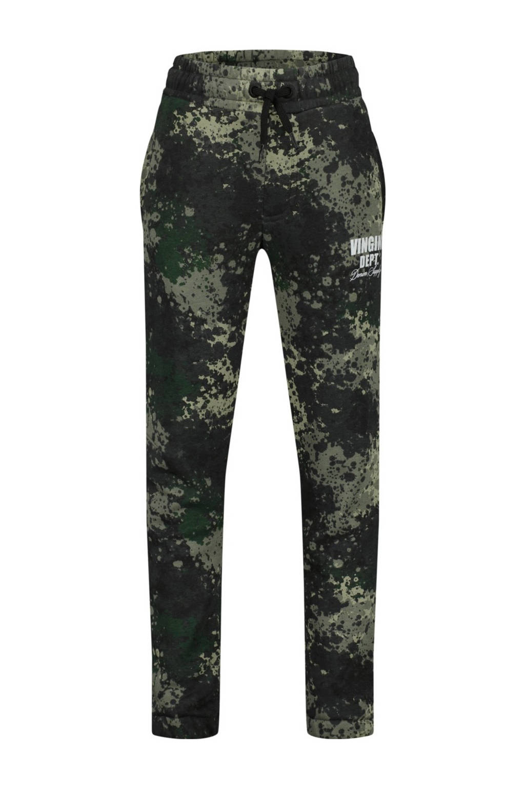 Vingino relaxed joggingbroek Sastin met all over print donkergroen