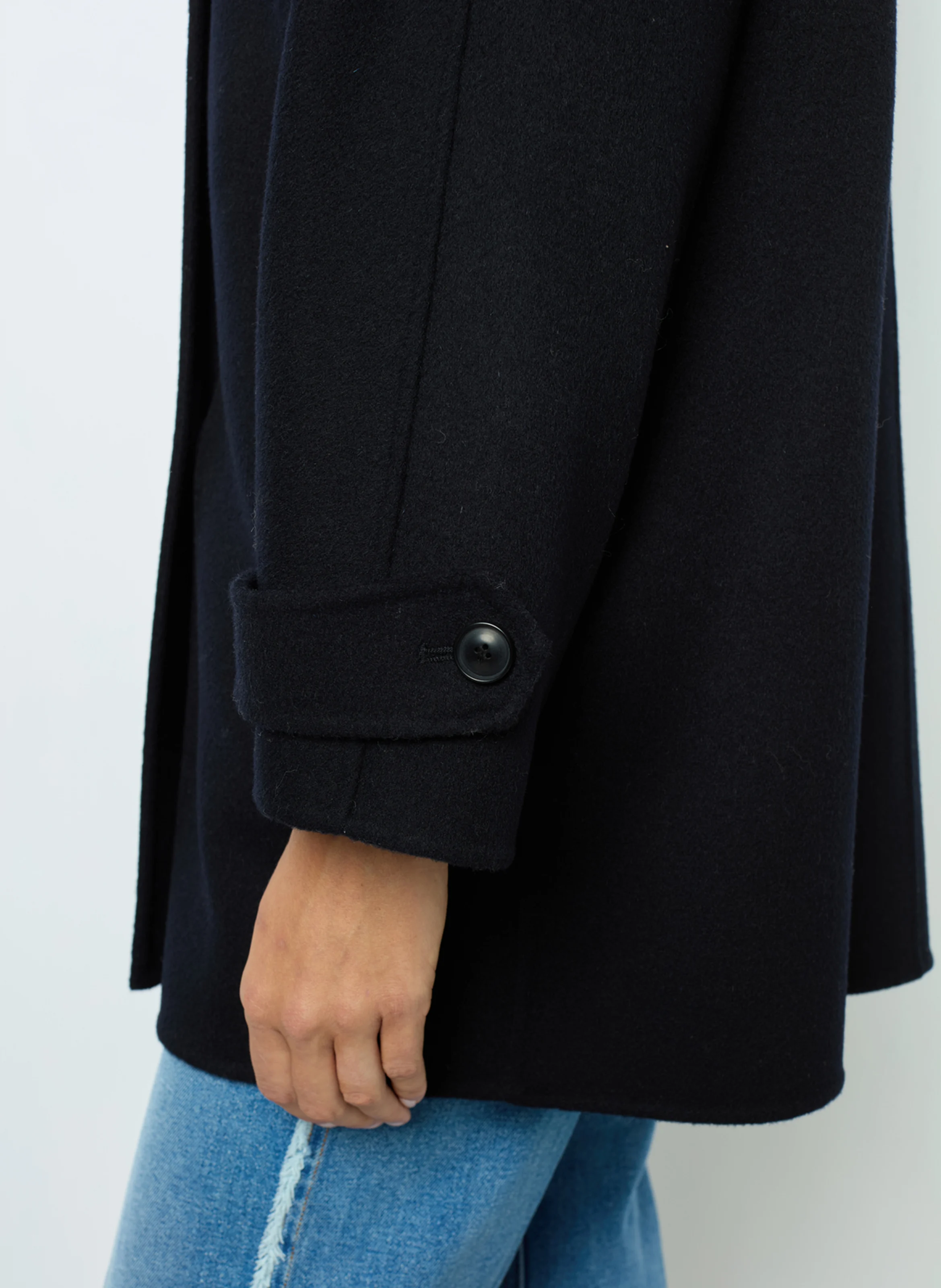 LAURYNN - Manteau col classique en laine mélangée | Bleu