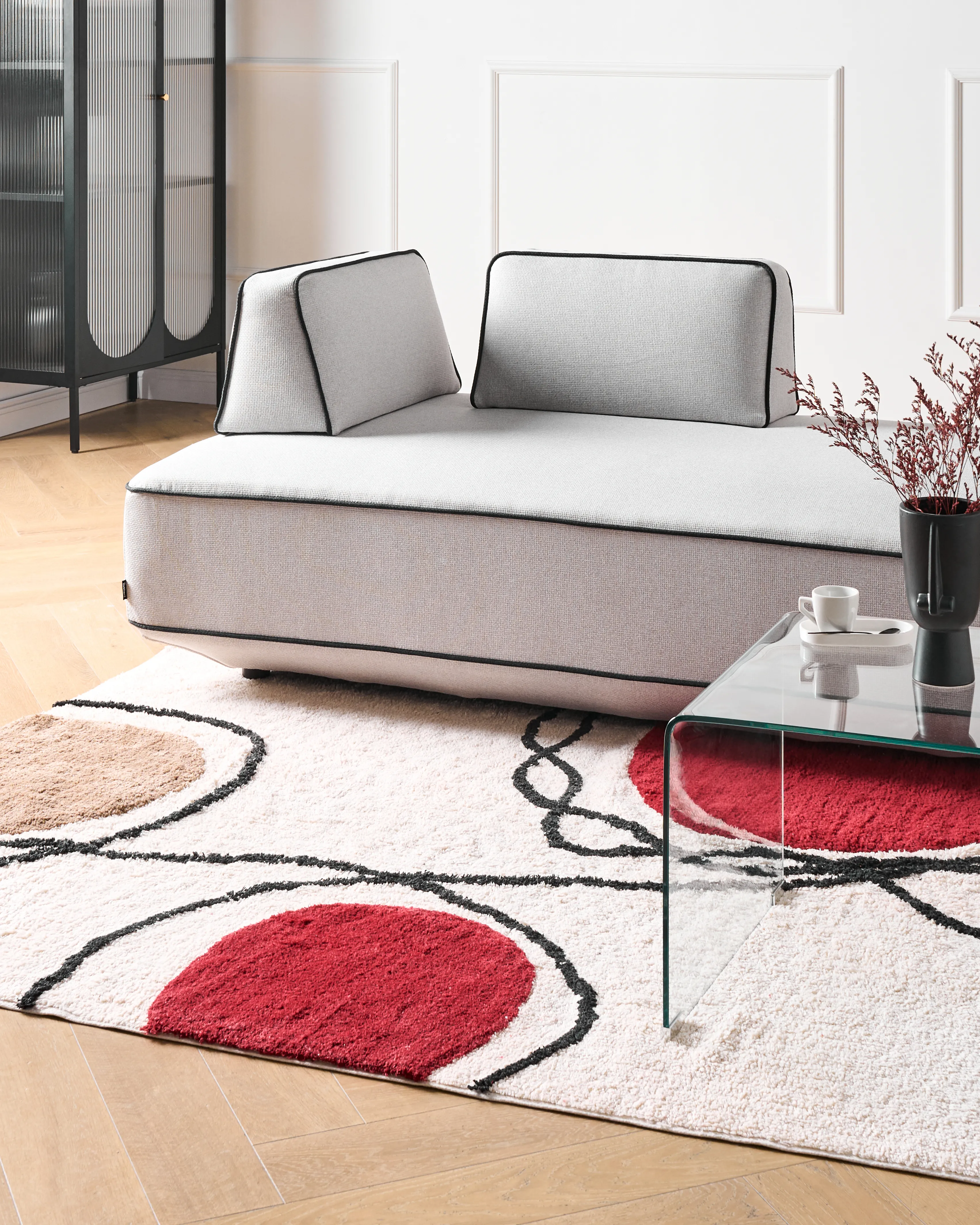 Vloerkleed BOLAT Beige 140 x 200 cm Katoen