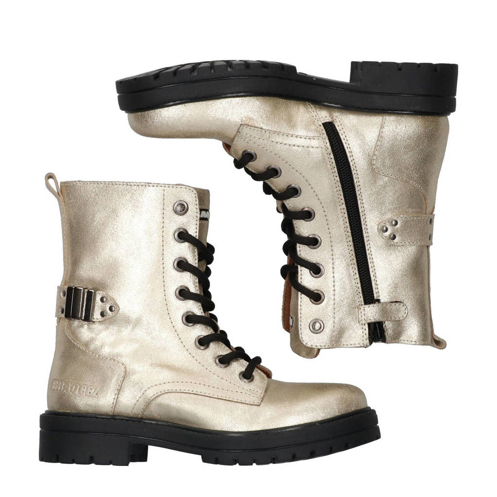 Braqeez Leah Leapleren veterboots goud