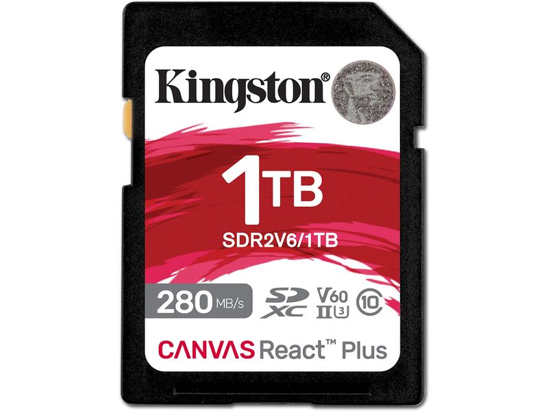 Kingston SDXC-Karte Canvas React Plus V60 1000 GB V60 SD Speicherkarte für professionelle 4K-UHS-II-Kameras