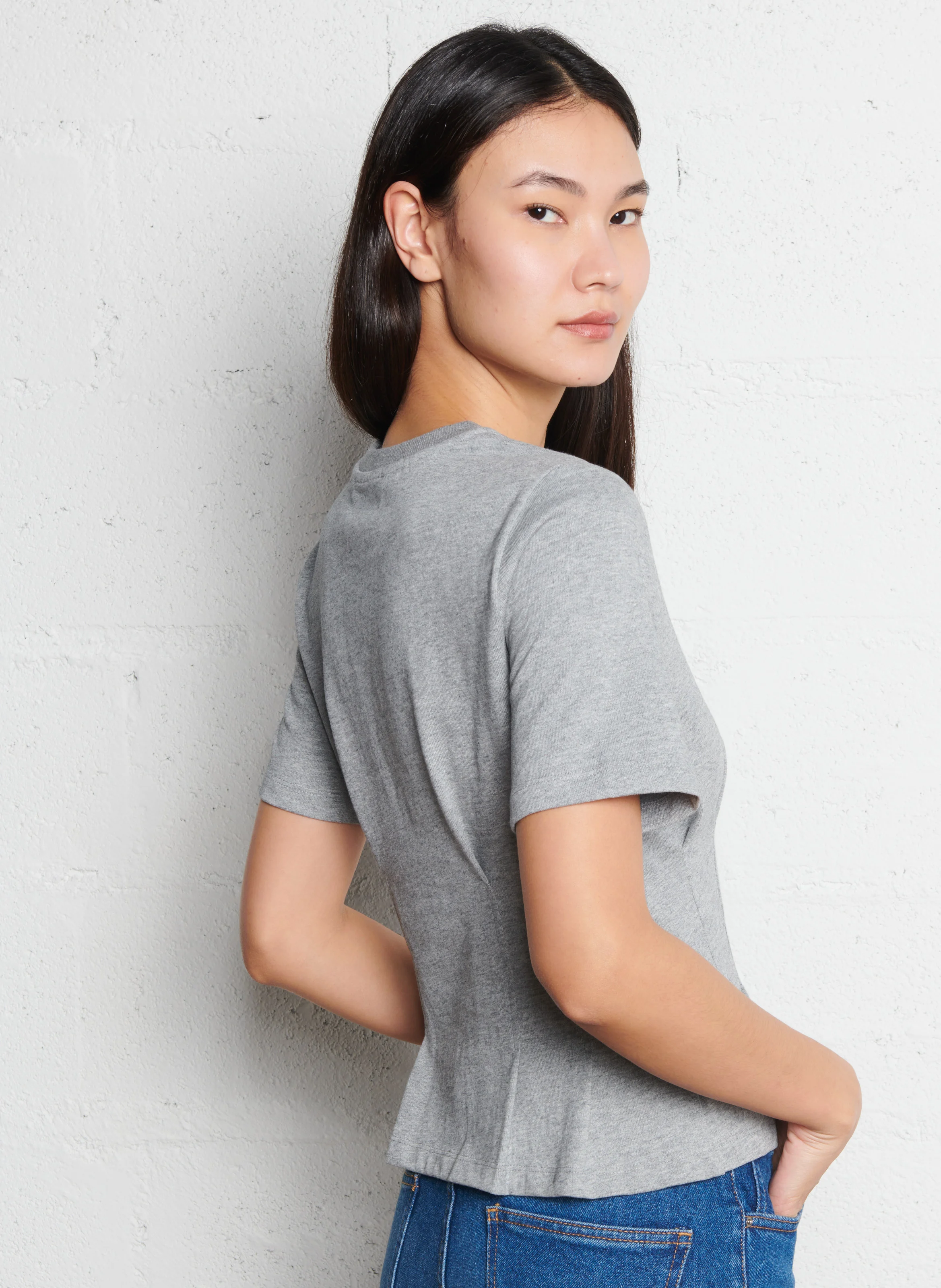 EDWIN - Tee-shirt col rond cintré en coton | Blanc