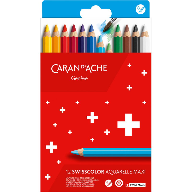 Caran d'Ache Farbstifte Swisscolor Maxi, 12er Etui, assortiert