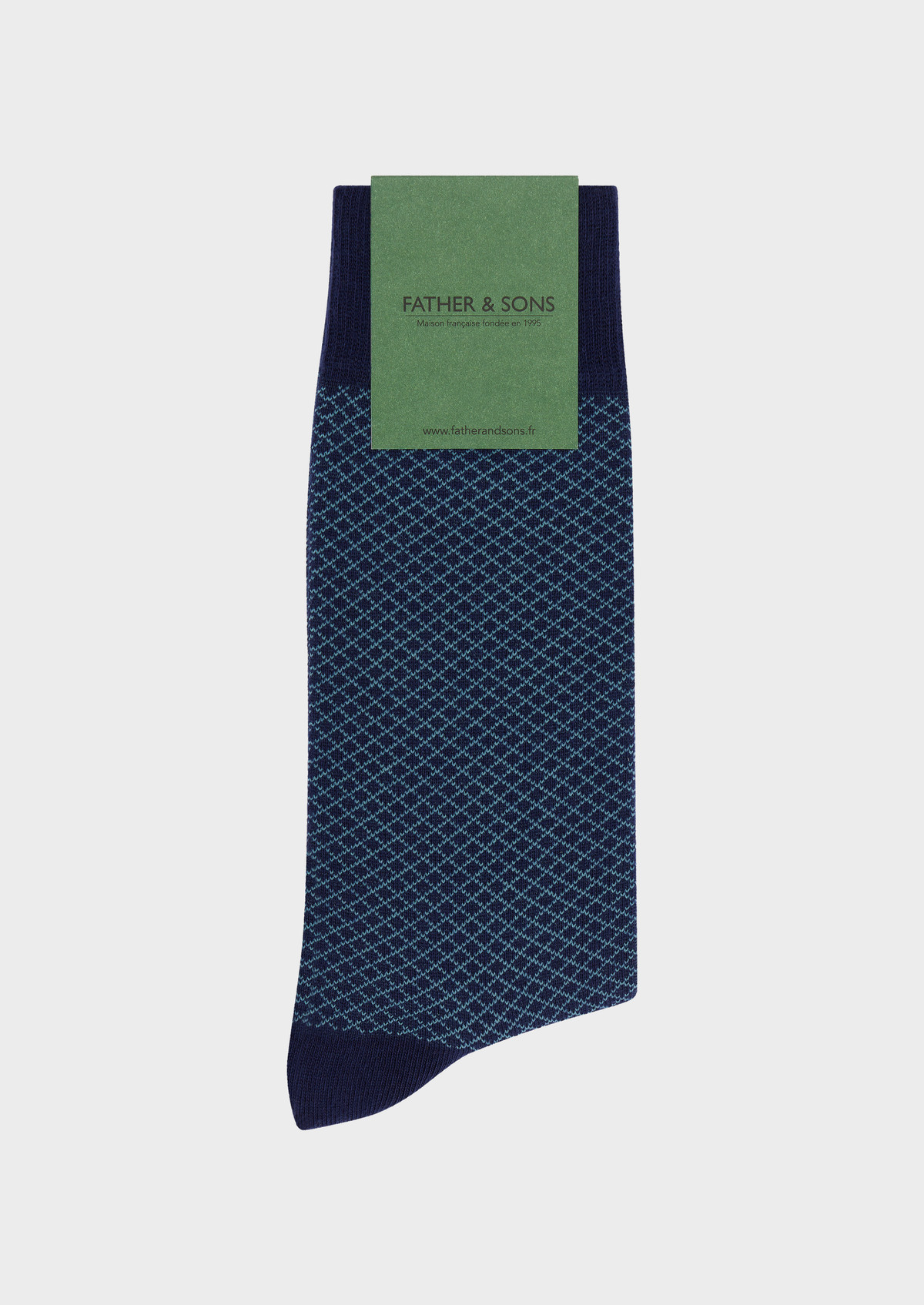 Chaussettes en coton bio mélangé bleu jeans à carreaux bleu turquin
