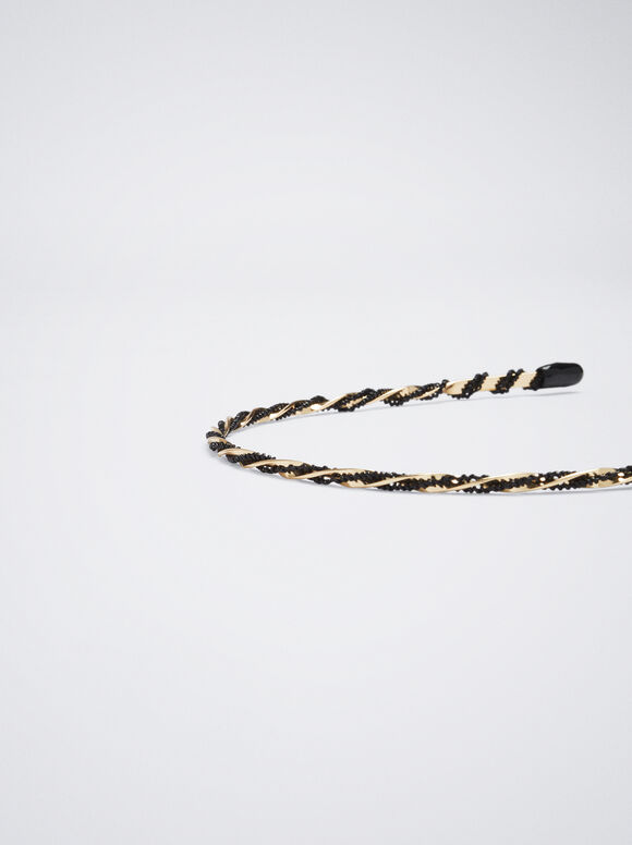 Faixa de cabelo trançada fina - Preta
