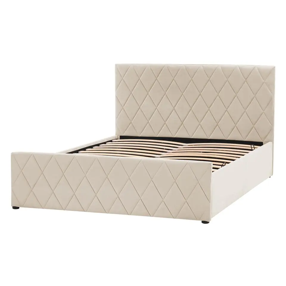 ROCHEFORT - Tweepersoonsbed - Beige - 140 x 200 cm - Fluweel