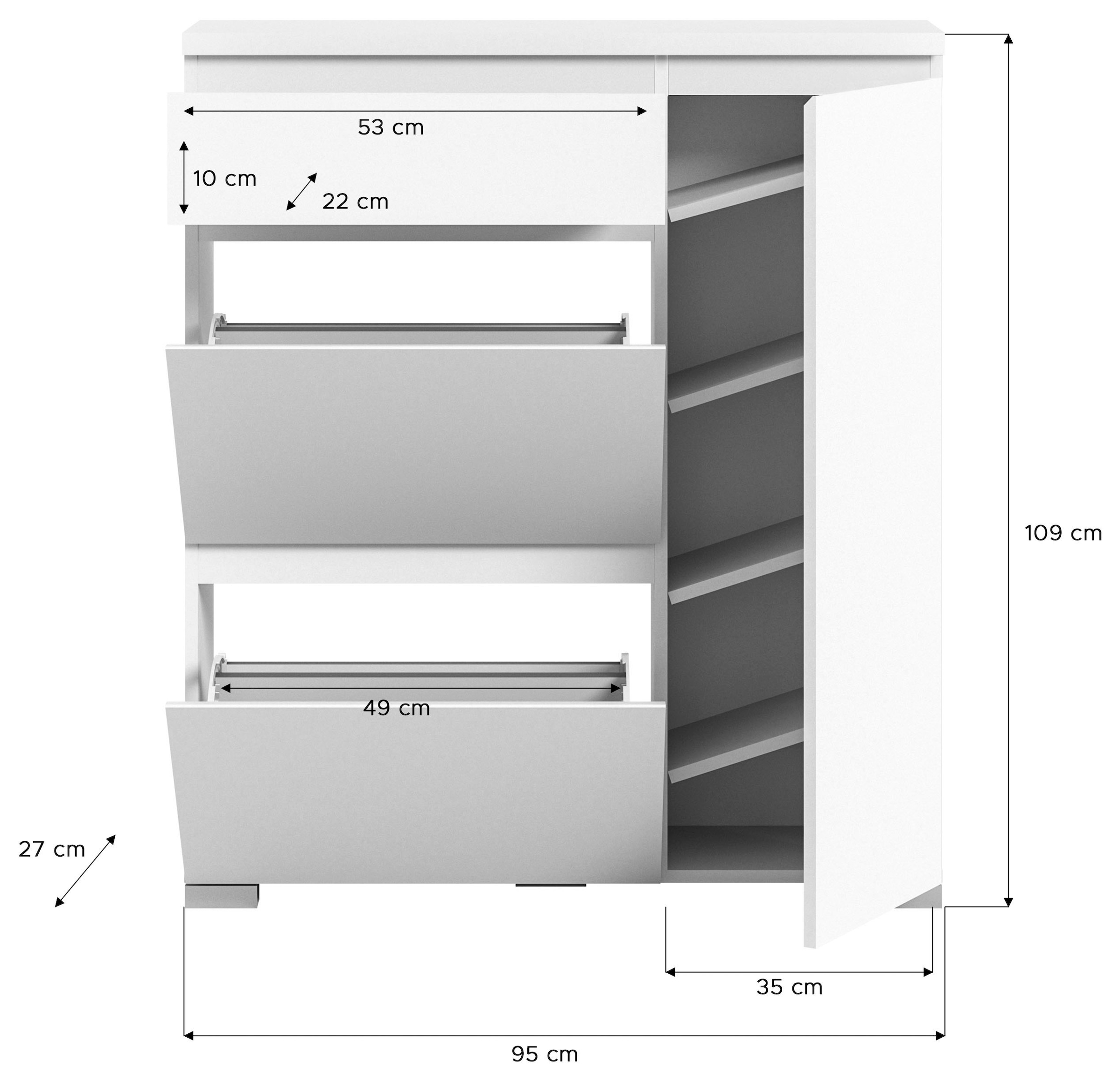 INOSIGN Schuhschrank »Skoskap, Tiefe 27cm, 2 Klappen mt Schuhwalze, 1 Schubkasten, 1 Tür« Platz für 6 Schuhpaare, Schuhkipper, Schuhkommode, Schuhregal, Kommode