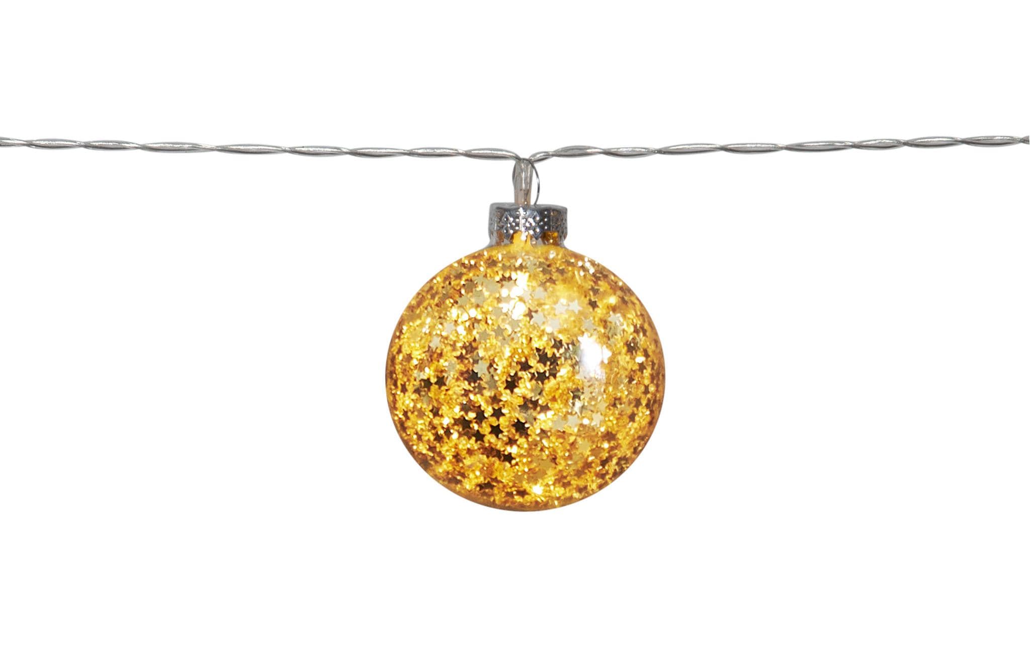 LED-Lichterkette Glitter, 1.3 m, 10 LEDs, GoldLichterkette mit Kugeln