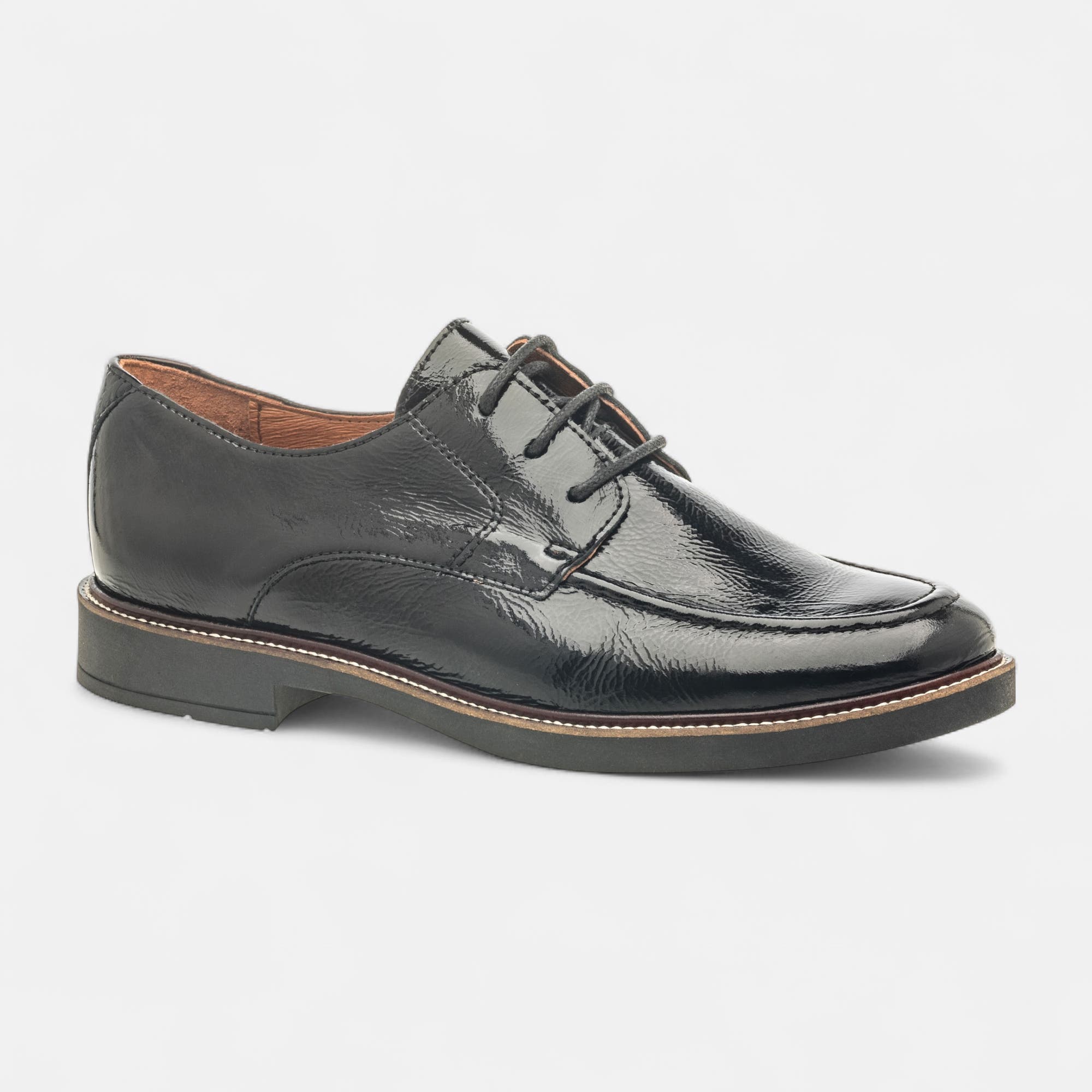 Derbies Femme en cuir noir vernis