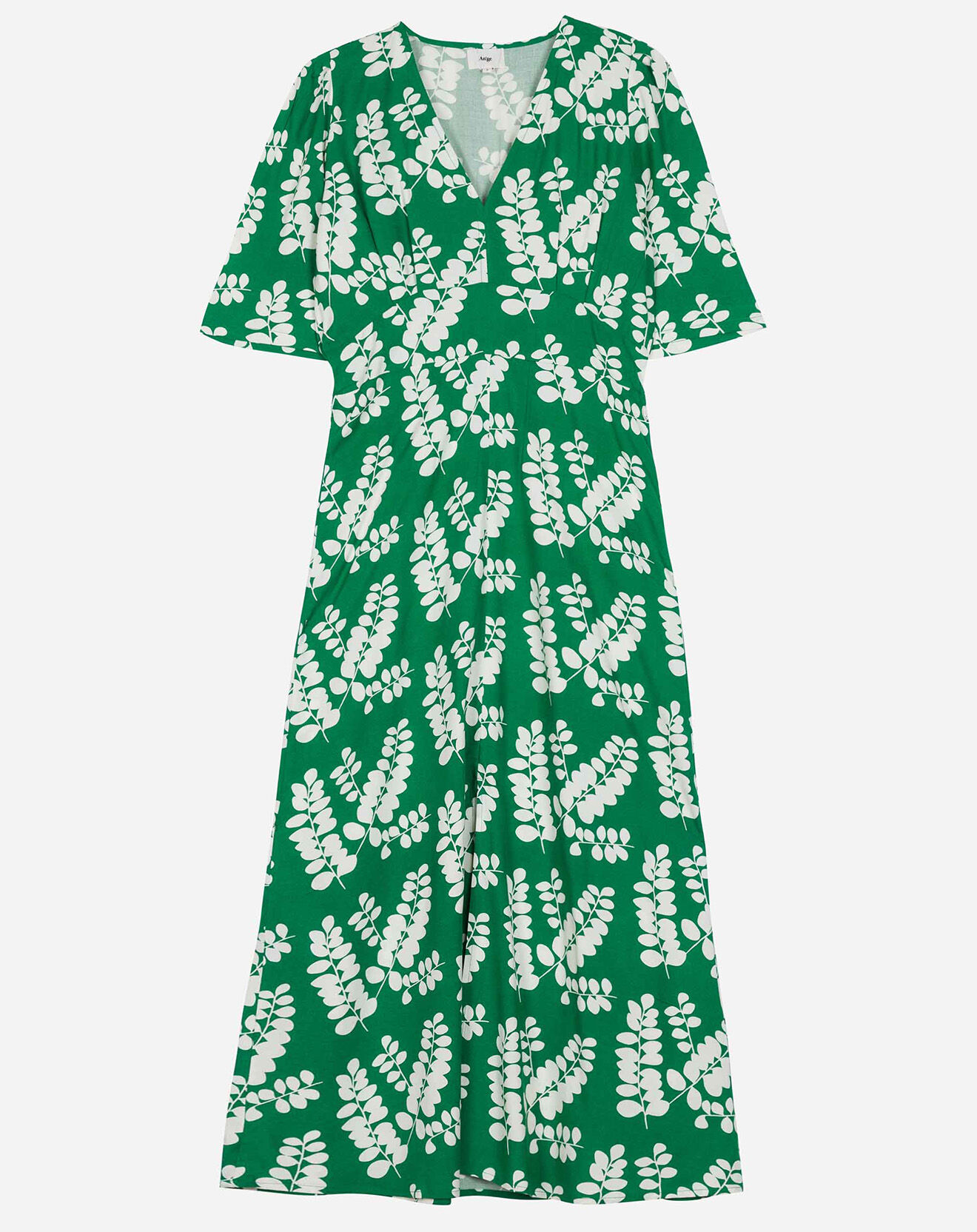 An'ge Robe mi-longue Sarah à motifs vert pomme/blanc