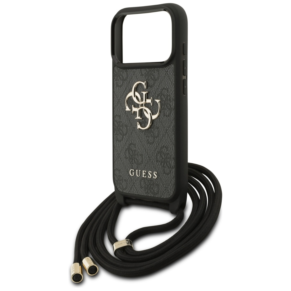 (130cm) iPhone 17 Pro Necklace Hardcase Hülle Crossbody 4G Big Logo Cord Strap   Handykette (GUHCP17LP4GMGCRK) - Schwarz