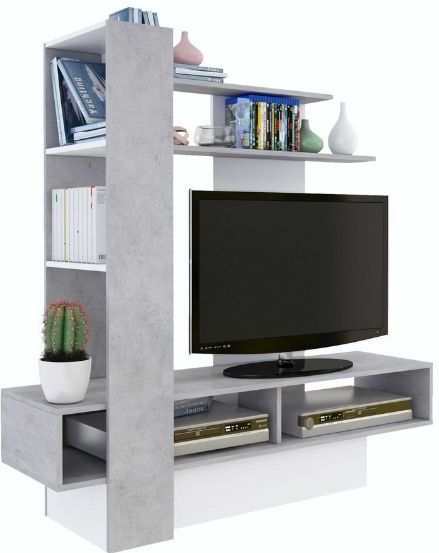 Zerko - Tv-meubel - Betonlook/Wit - Spaanplaat - 140 cm