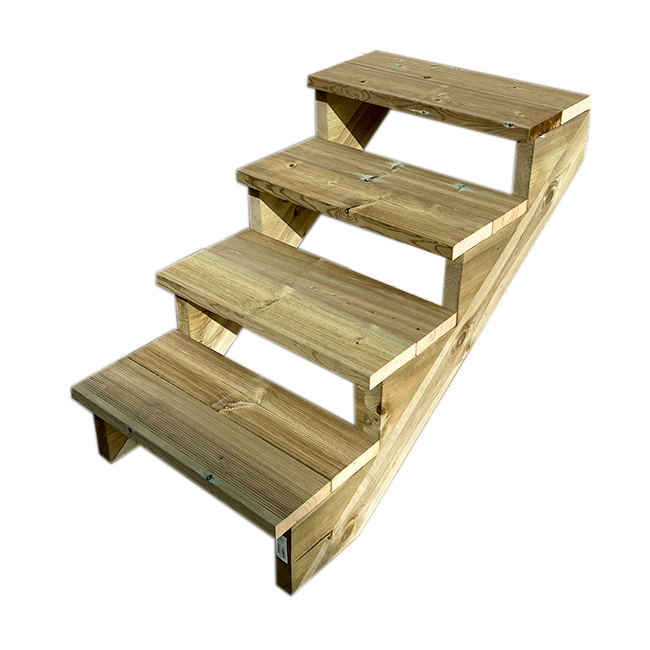 Tuintrap, buitentrap, terrastrap, hout, 71 cm hoog, 4 treden, 80 cm breed, ZONDER stootborden