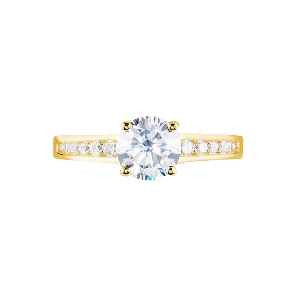 Bague Solitaire Or Jaune Oxyde De Zirconium