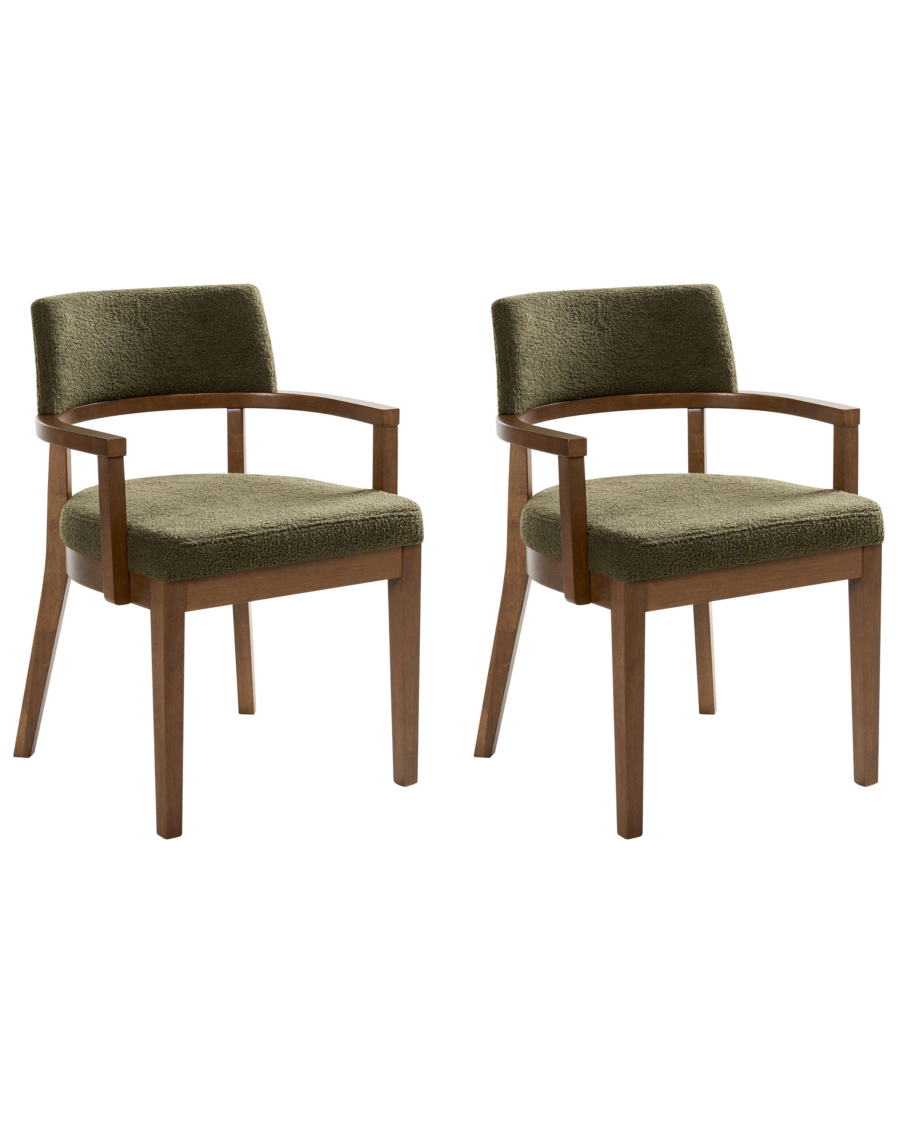 Set van 2 eetkamerstoelen DALBO Bouclé Donkerbruin/groen