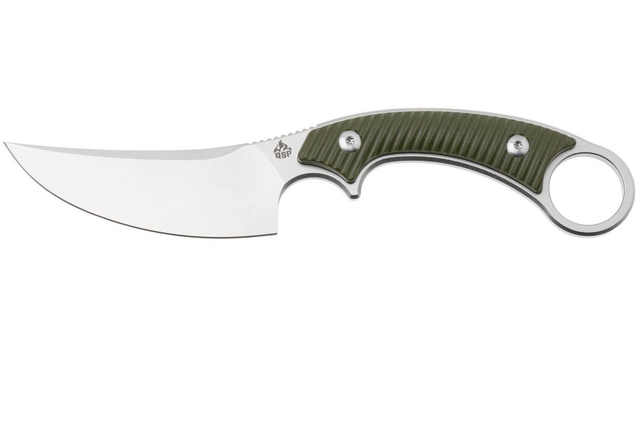 QSP Knife Viper QS166-B1 Stonewashed 10Cr15MoV, Green G10, vaststaand mes