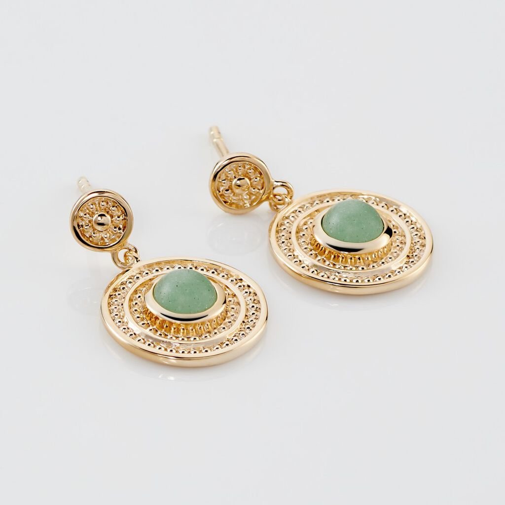 Boucles D'oreilles Pendantes Hugolin Plaqué Or Aventurine