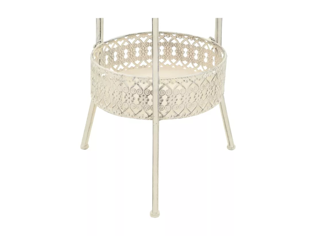 Table de bistro Style vintage Ronde Métal 40 x 70 cm Blanc