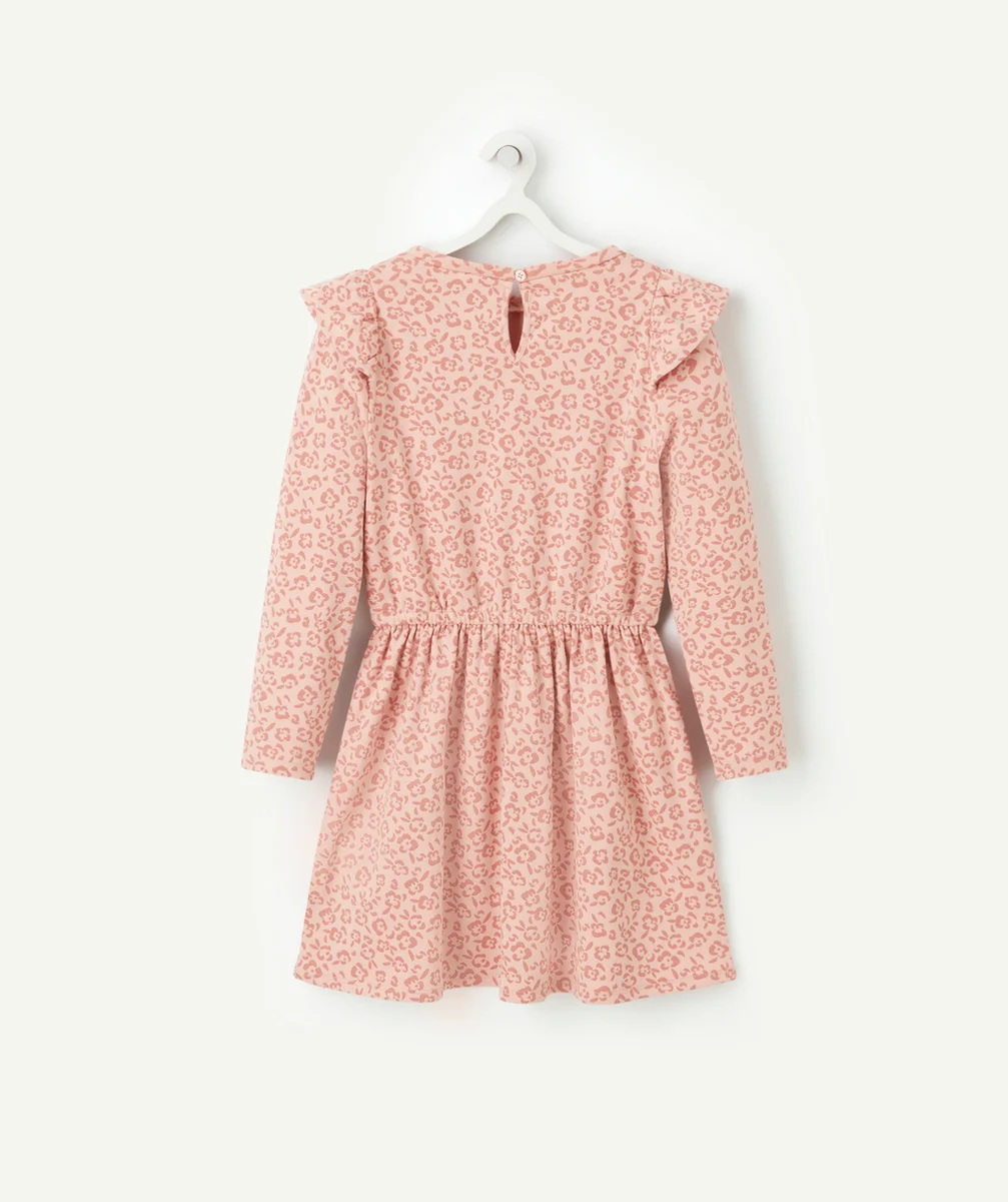 ROBE FILLE ROSE IMPRIMÉ FLEURI ET DÉTAILS VOLANTÉS