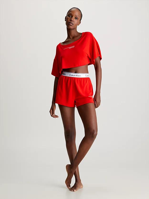 Camiseta cropped de praia em tecido atoalhado - CK Meta Legacy