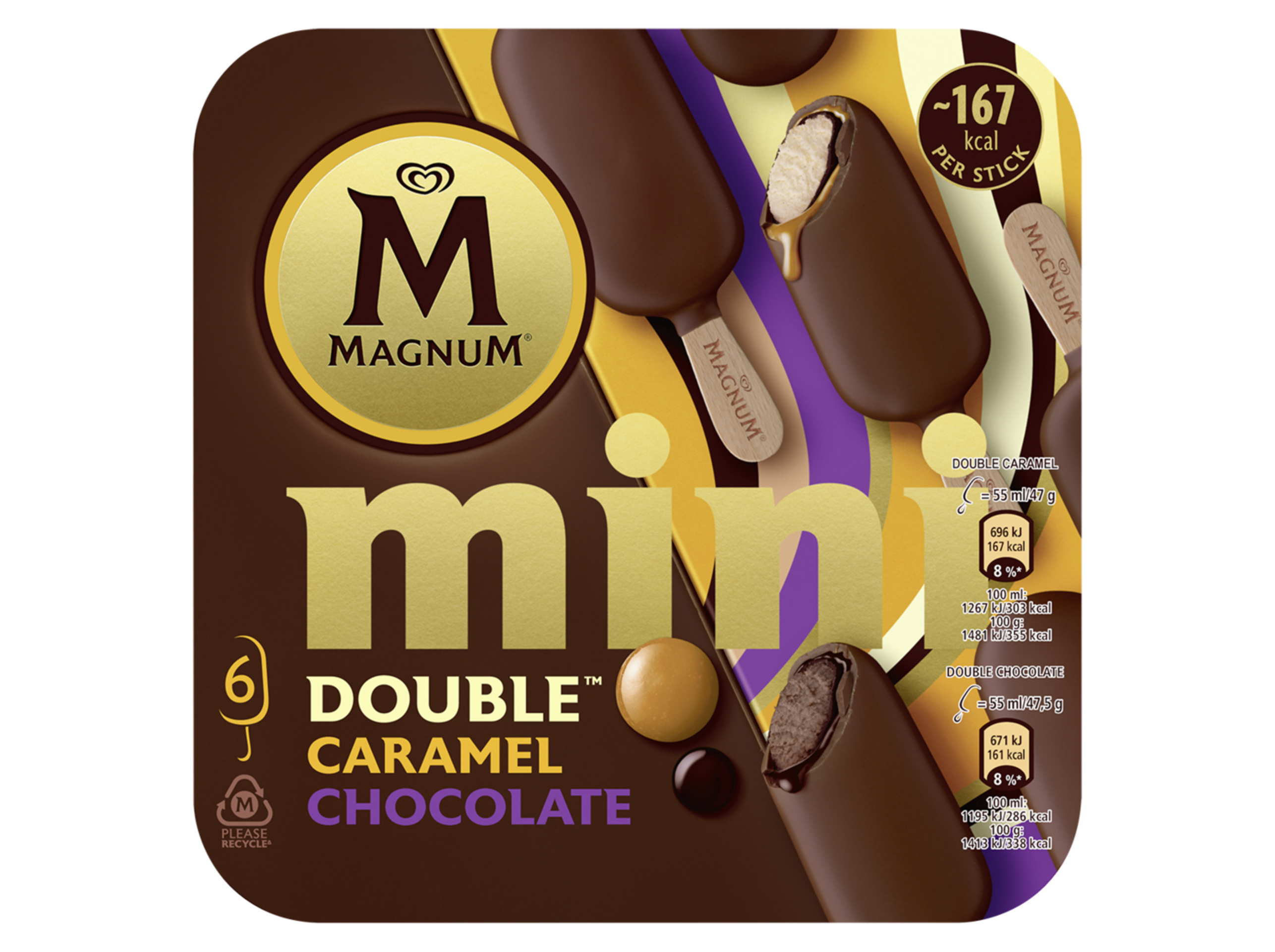 GELADO MAGNUM DOUBLE CARAMEL CHOC 6X55ML
