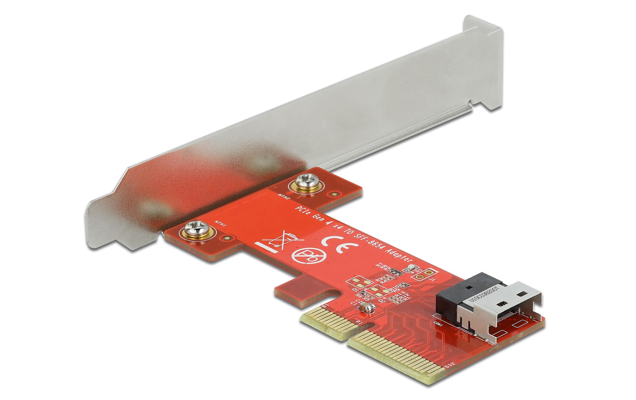 Host Bus Adapter PCI-Ex4v4 - 1x SFF-8654 4i NVMeDelock PCI Express x4 Karte zu 1 x intern SFF-8654 4i NVMe – Low Profile Formfaktor