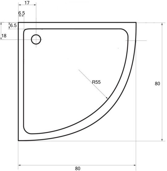 Badstuber Zeus kwartronde douchebak 80x80x5.5cm wit