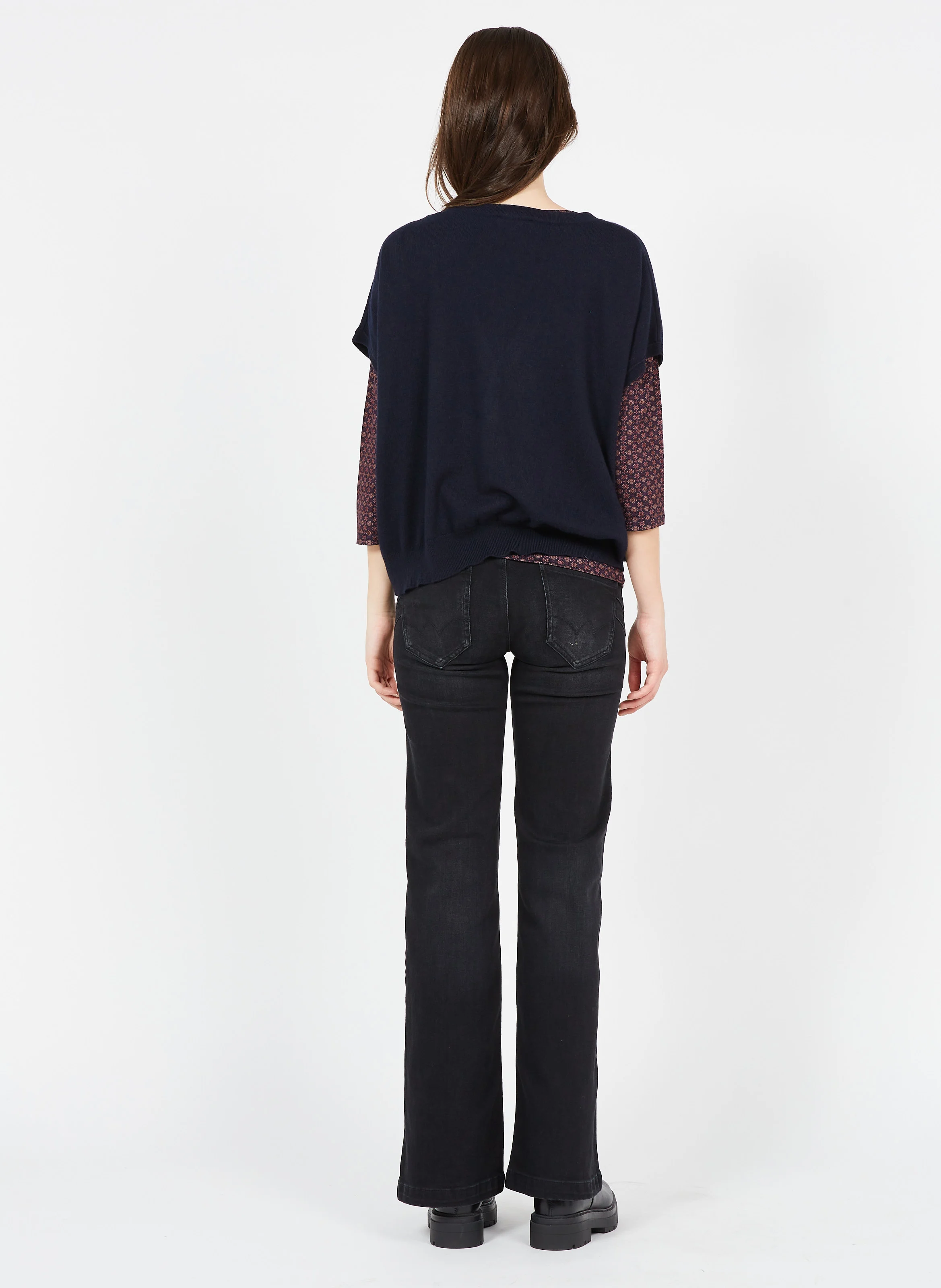 LEXIE - Gilet col V en laine mélangée | Bleu