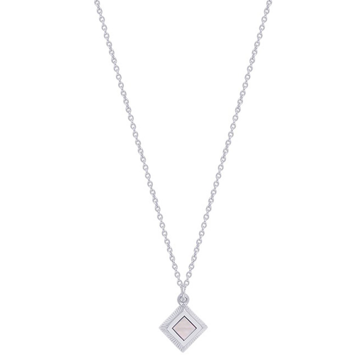 Collier Saunier marqueterie losange argent nacre