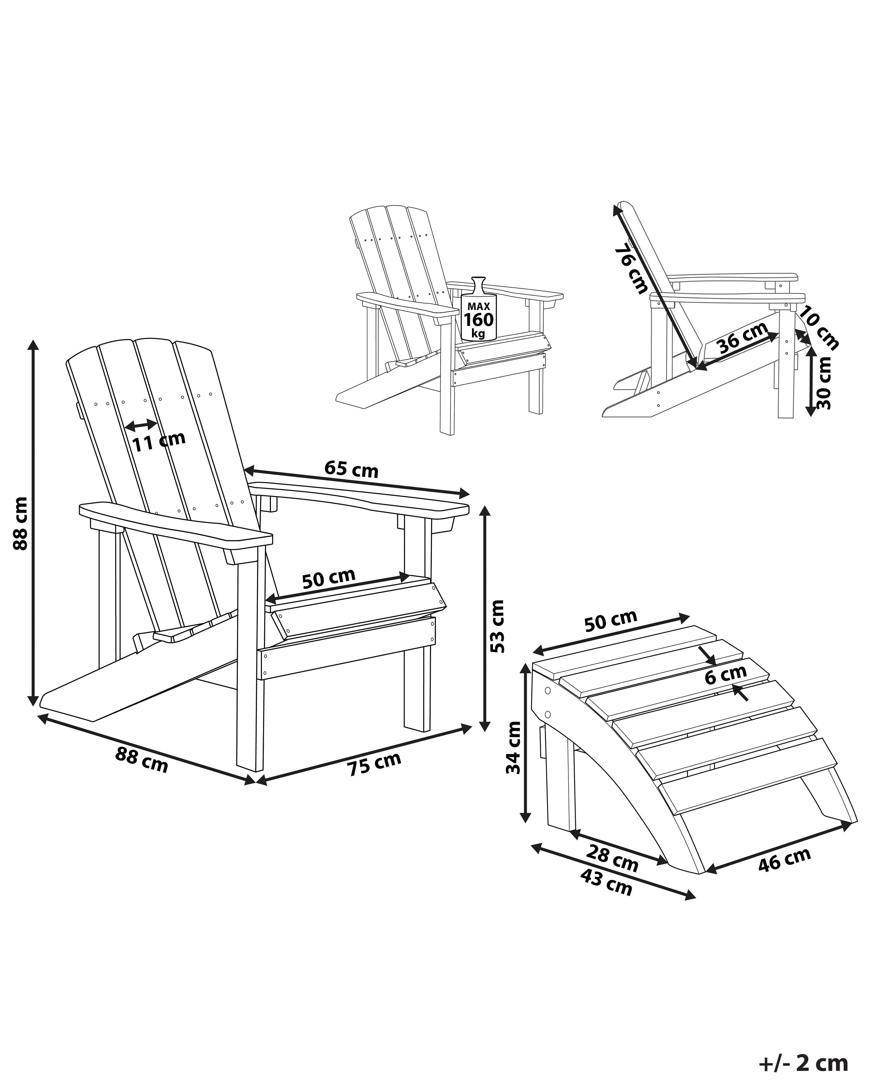 Tuinstoel ADIRONDACK met voetenbank Turquoise