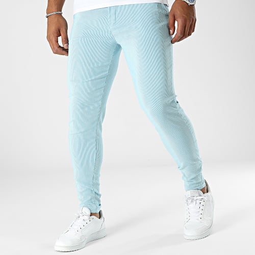 Pantalon Chino A Rayures Bleu Clair