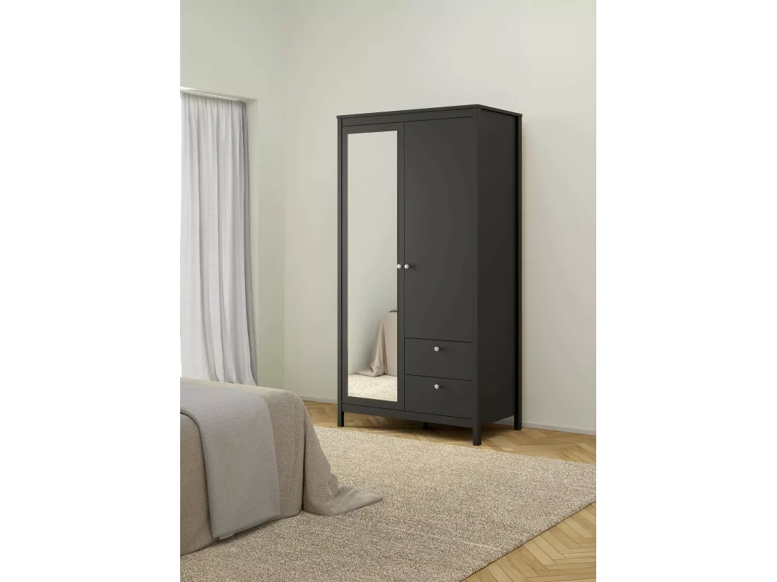 Vitrine Dvecch, Buffet d'exposition, Vitrine polyvalente, Buffet de salon, 78x33 h199 cm, Noir
