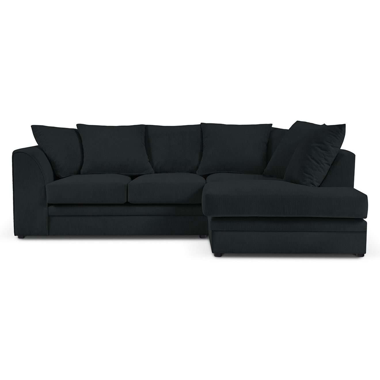 Mazzini Sofas Canapé d'angle Droit Quince Velours côtelé 4 Places noir - 221x171x80 cm
