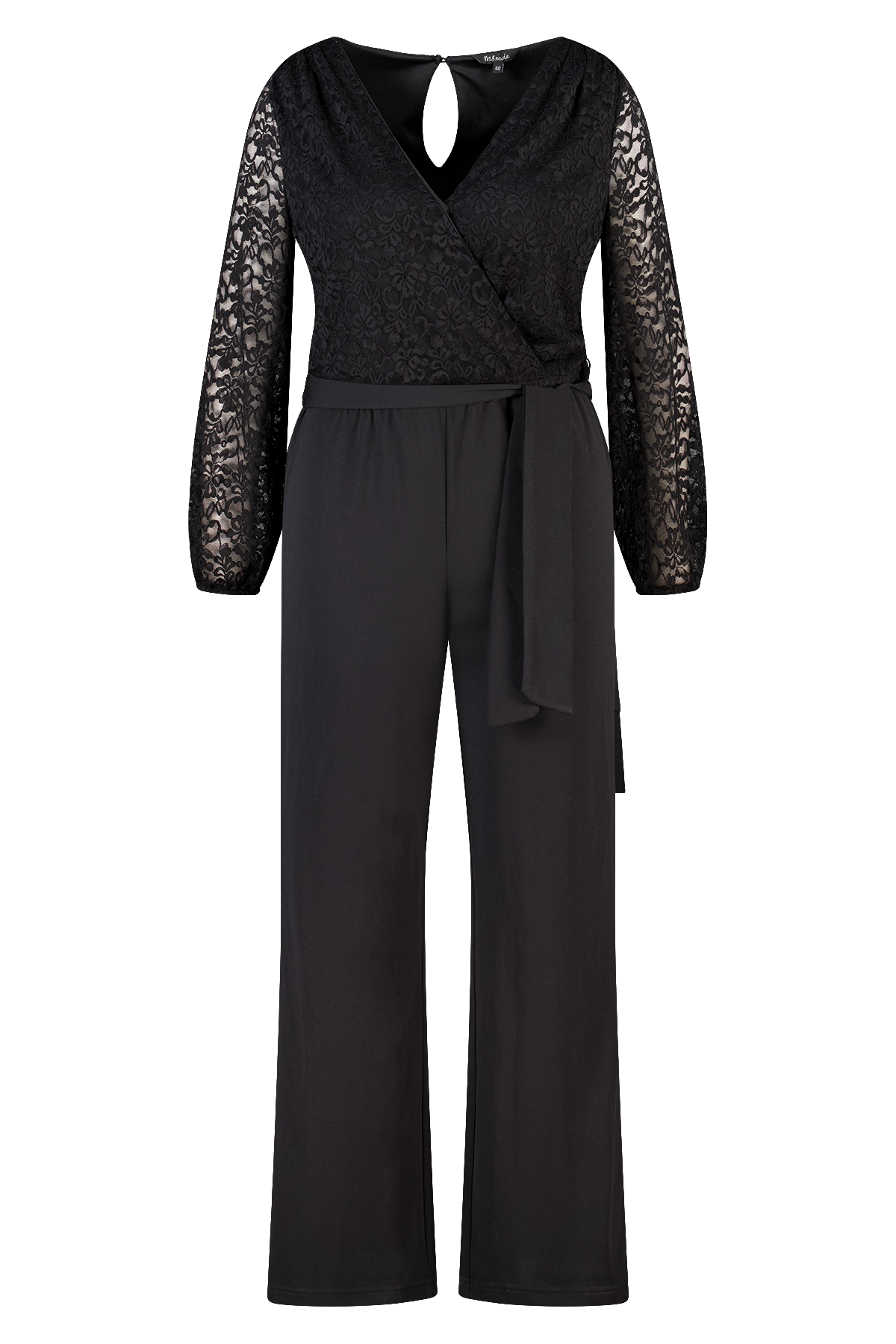 Jumpsuit met kanten top en wide leg Zwart