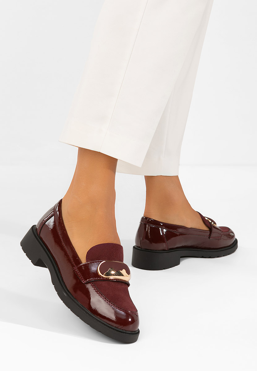 Mocassins en cuir naturel bordeaux Zarema