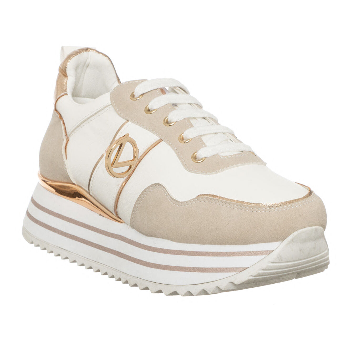 Loretta by Loretta Sneakers Cipria beige/blanc/doré