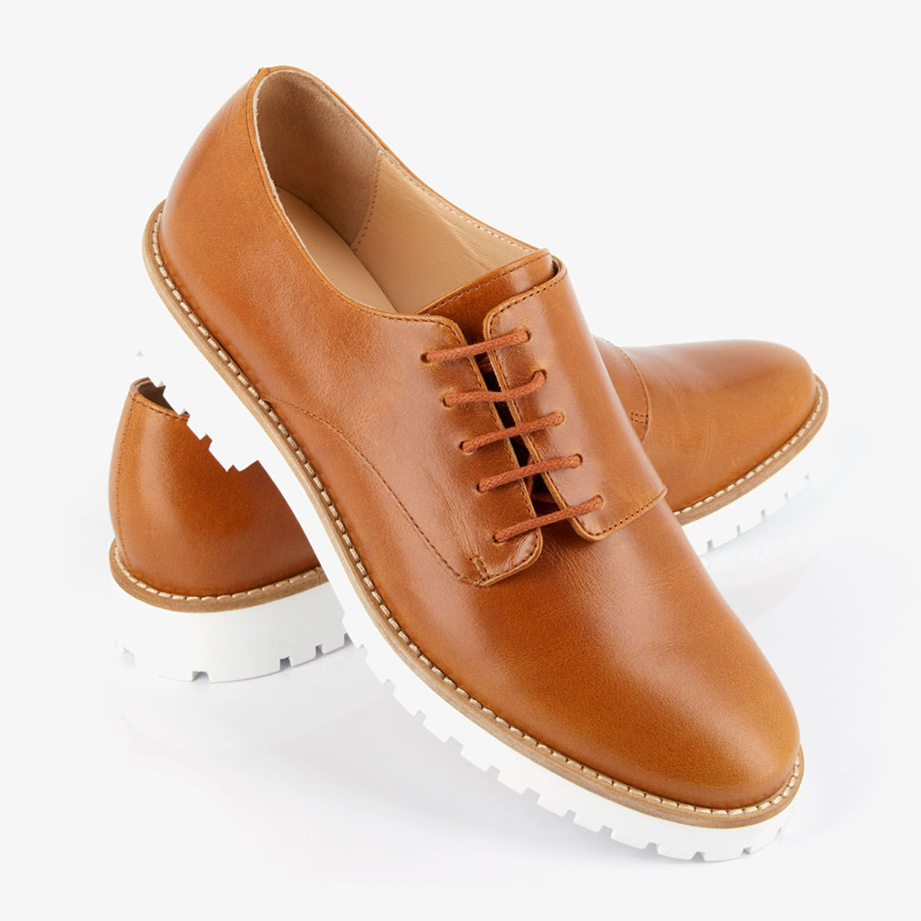 Mellow Yellow Derbies en Cuir Hoce camel