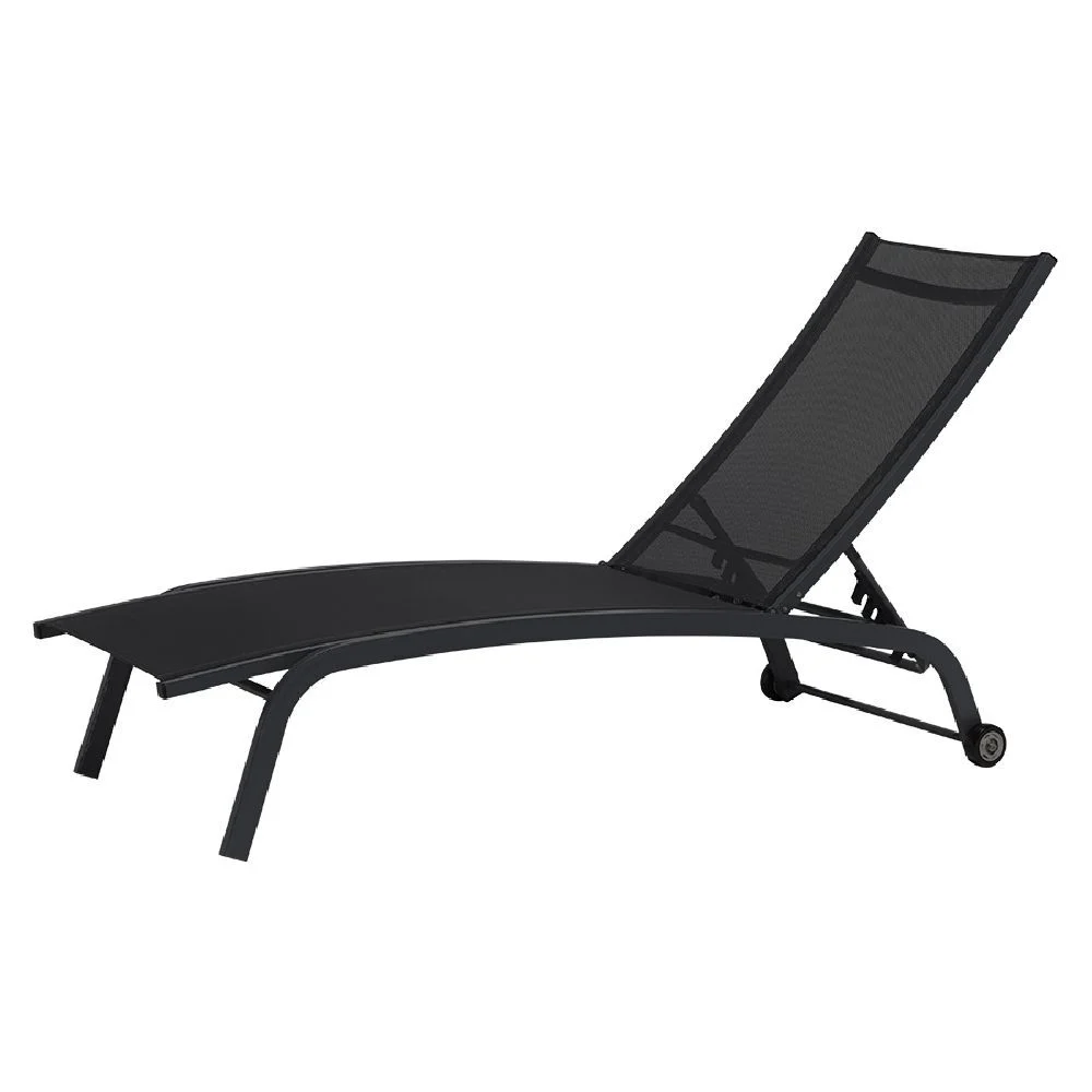 Chaise longue Stockolm noir 186x63xH32/90cm