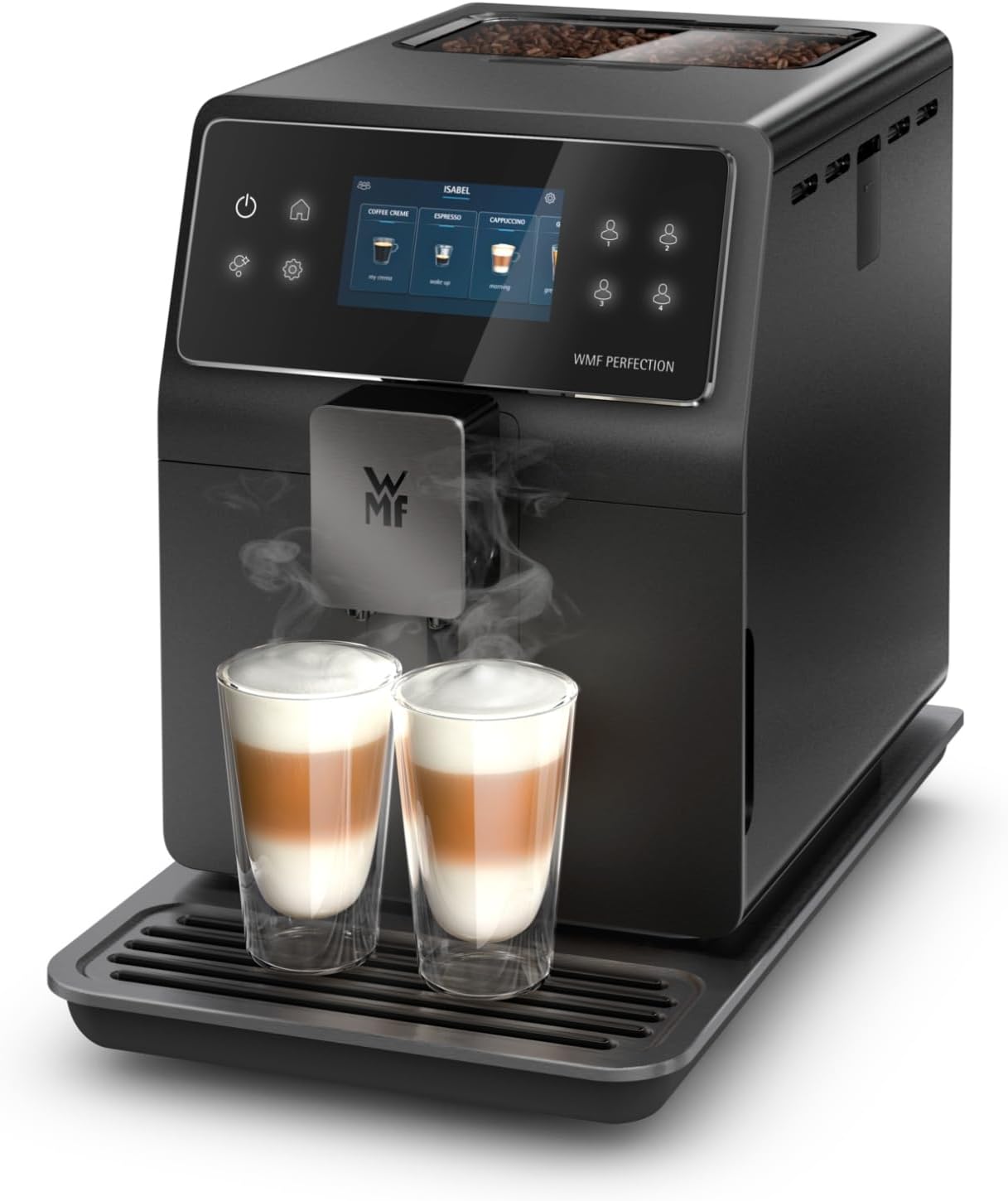 WMF Perfection 740L Kaffeevollautomat mit Milchsystem,15 Getränkespezialitäten, Double Thermoblock, Edelstahl-Mahlwerk, Nutzerprofil Speicherung