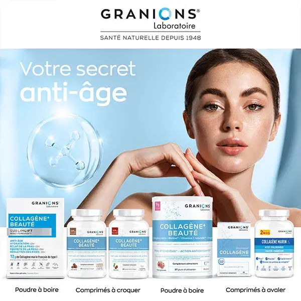 Granions Collagène Marin – Collagène Comprimés Acide Hyaluronique Format 2 Mois