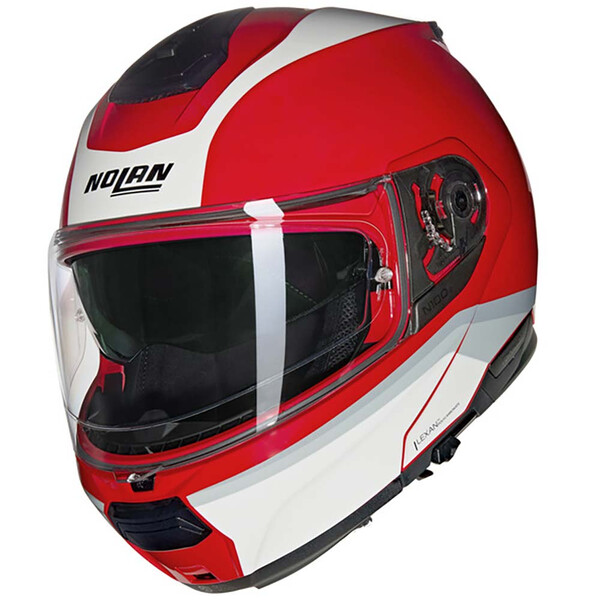 Nolan - Casque N100-6 Incognito N-Com Rouge / Blanc / Argent / Brillant