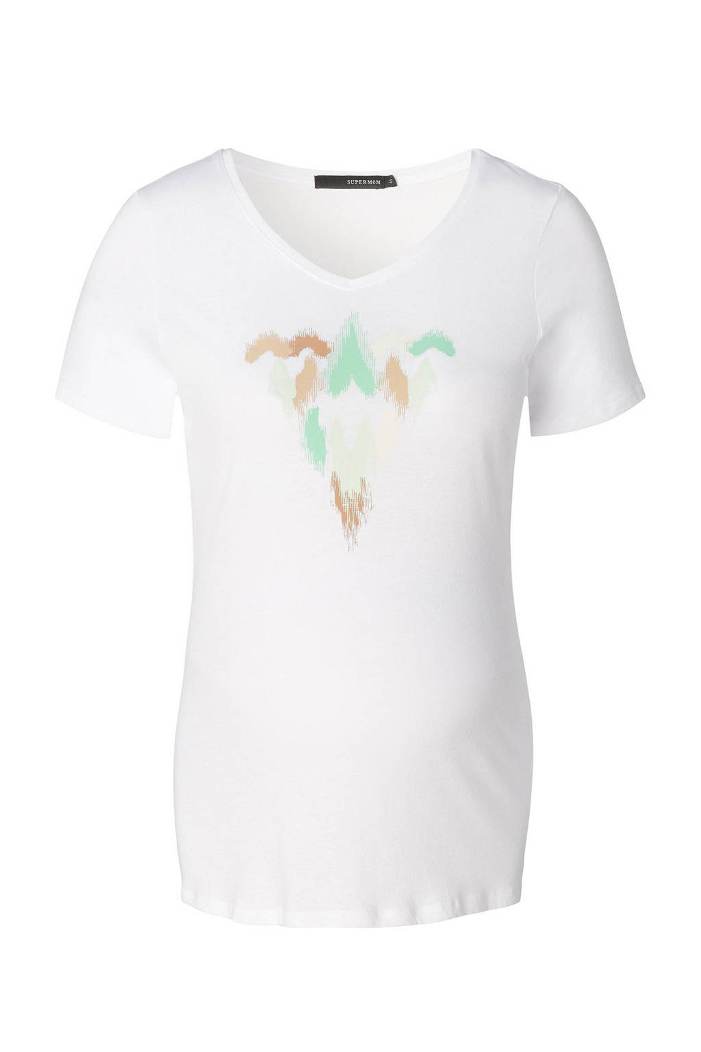 Supermom zwangerschapsshirt Henderson met printopdruk wit
