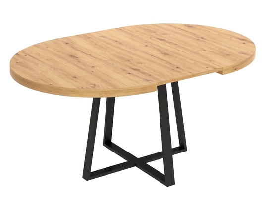 PEGANE - Table de salle à manger Table à manger ronde extensible en bois chêne avec pieds en...