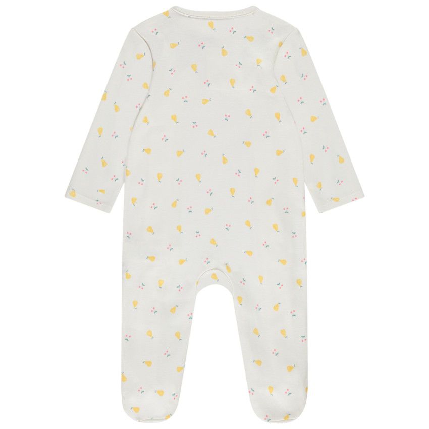 Dors-bien en jersey print fruits pour bébé fille - Ecru