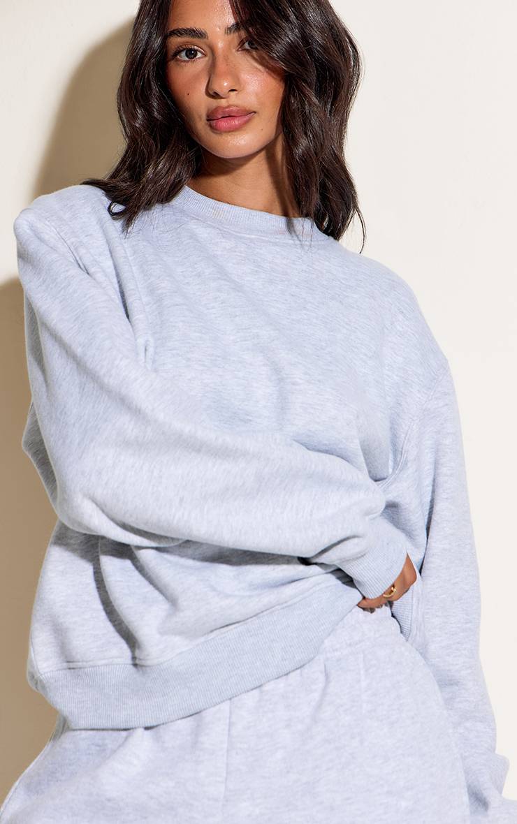 Gris Cendré Sweat-shirt Ample Col Rond Petite Taille